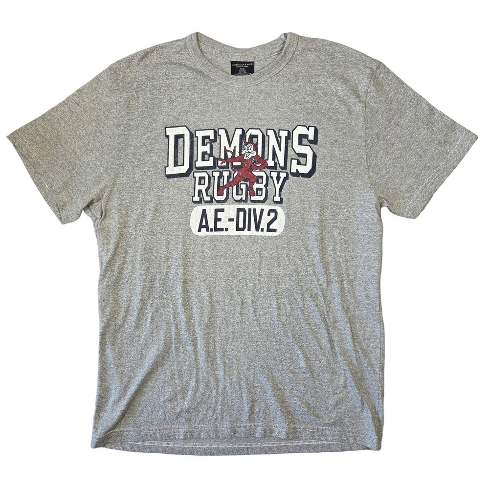 American Eagle Y2k Shirt Mens‎ Demons Rugby Graphic 2000s Preppy Beach Casual